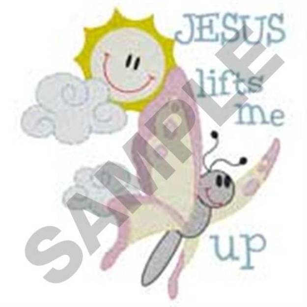 Picture of Jesus Lifts Machine Embroidery Design