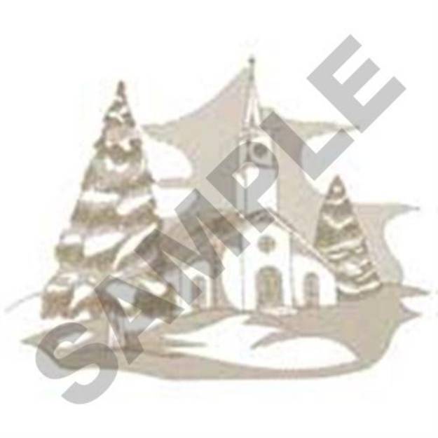 Picture of Winter Church Machine Embroidery Design