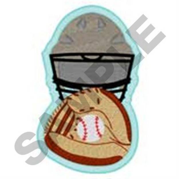 Picture of Baseball Equipment Machine Embroidery Design