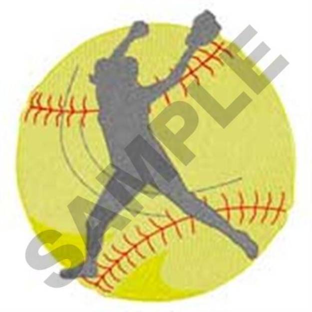 Picture of Softball Player Machine Embroidery Design