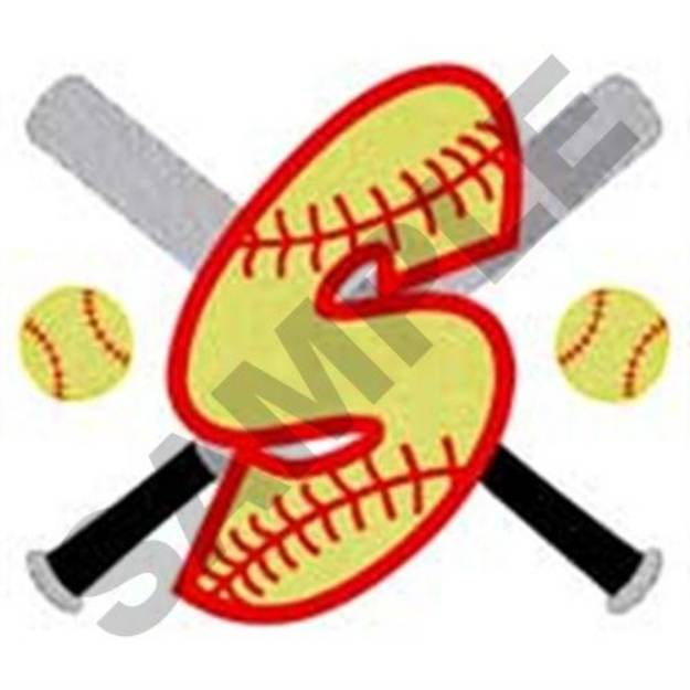 Picture of Softball Logo Machine Embroidery Design