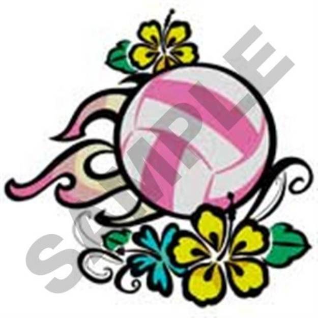 Picture of Volleyball Flower Machine Embroidery Design