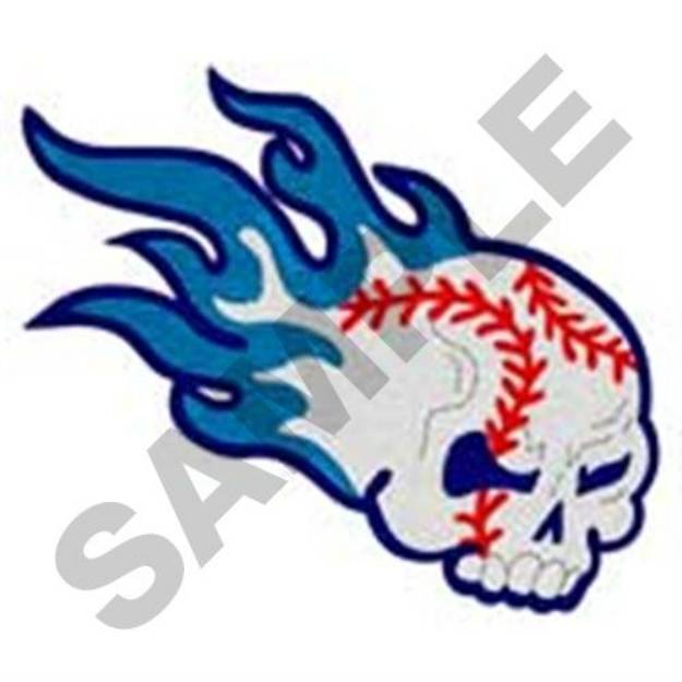 Picture of Skull Baseball Machine Embroidery Design