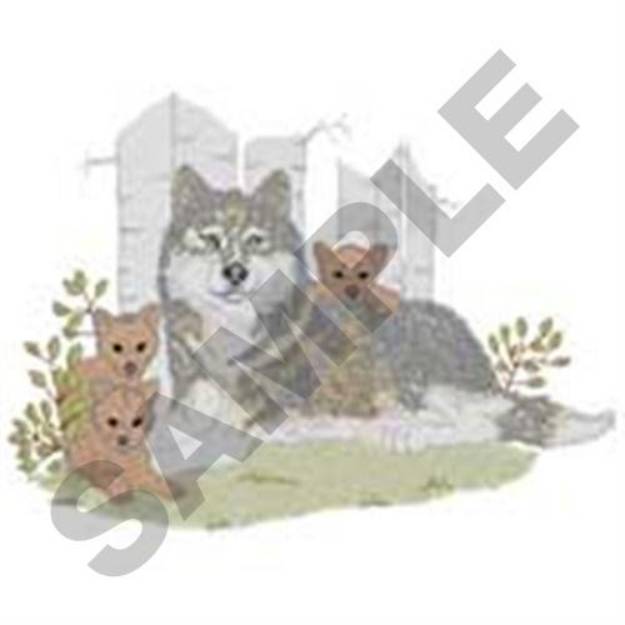 Picture of Wolf Scene Machine Embroidery Design