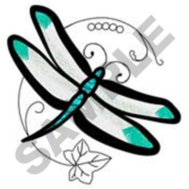 Picture of Dragonfly Leaf Machine Embroidery Design