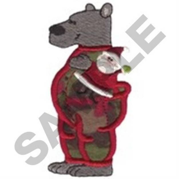 Picture of Black Bear In Pajamas Applique Machine Embroidery Design