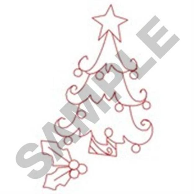 Picture of Redwork Christmas Tree Machine Embroidery Design