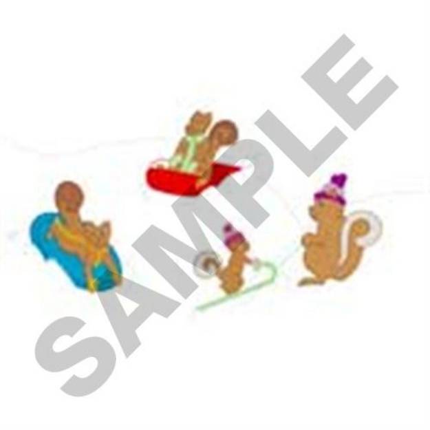 Picture of Sledding Squirrels Machine Embroidery Design