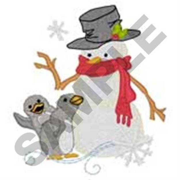 Picture of Snowman Penguins Machine Embroidery Design