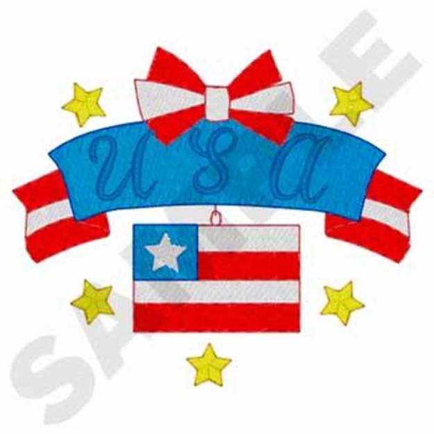 Picture of USA Banner Machine Embroidery Design