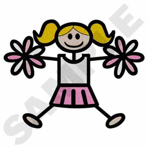 Stick Cheerleader Machine Embroidery Design