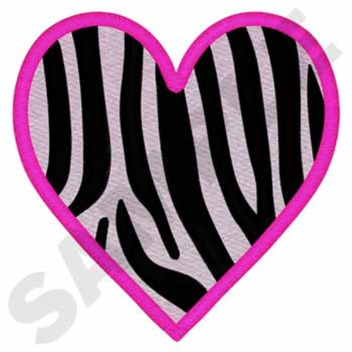 Zebra Heart Machine Embroidery Design