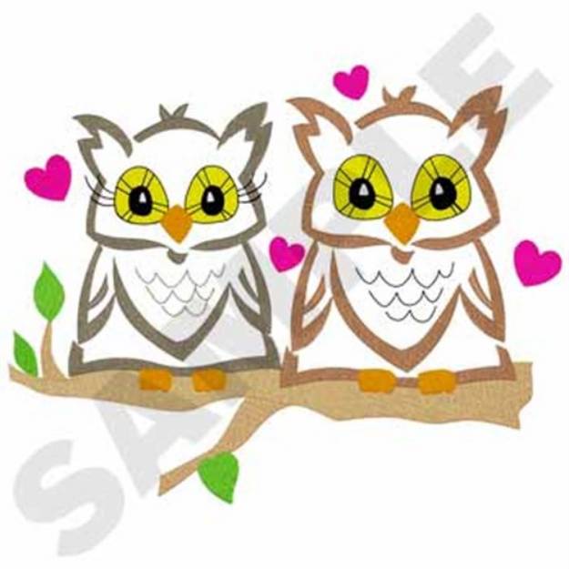 Picture of Owls On Branch Machine Embroidery Design