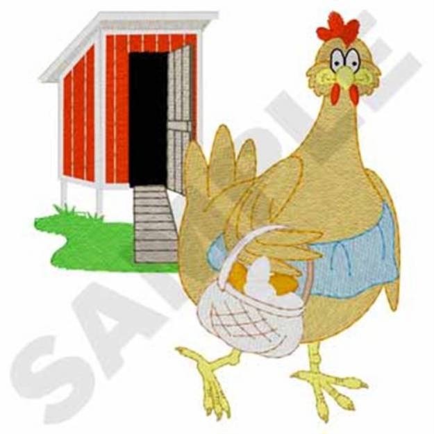 Picture of Chicken Gathering Eggs Machine Embroidery Design