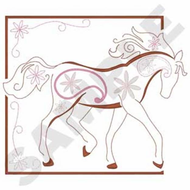 Picture of Paisley Horse Outline Machine Embroidery Design