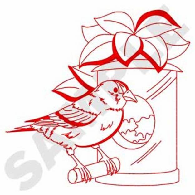 Picture of Goldfinch Redwork Machine Embroidery Design