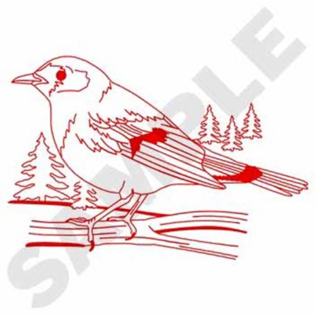 Picture of American Redstart Redwork Machine Embroidery Design