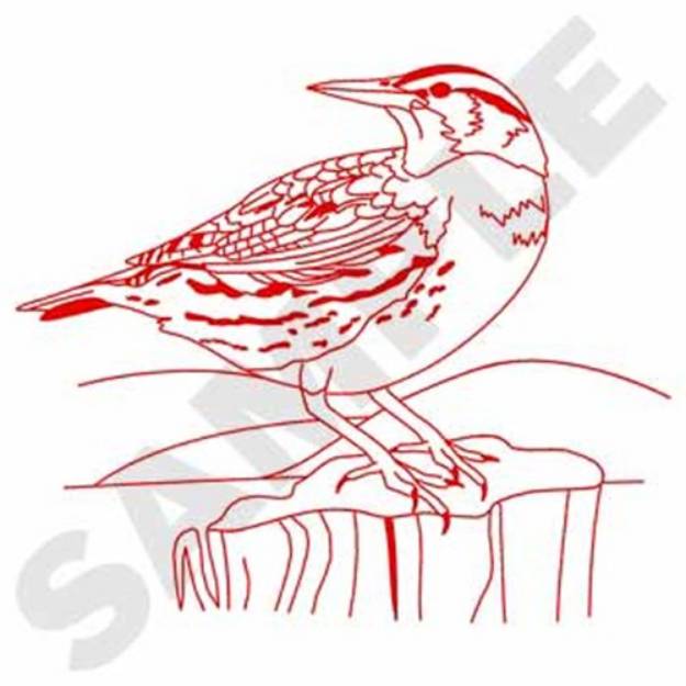 Picture of Meadowlark Redwork Machine Embroidery Design