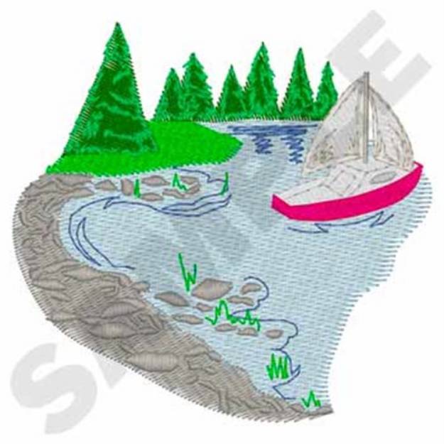 Picture of Lake Sailboat Machine Embroidery Design