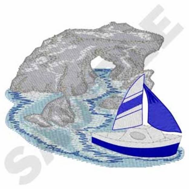 Picture of Rocky Sailboat Machine Embroidery Design