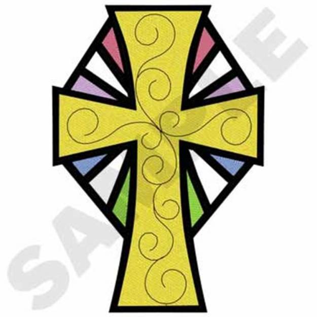 Picture of Stained Glass Cross Machine Embroidery Design