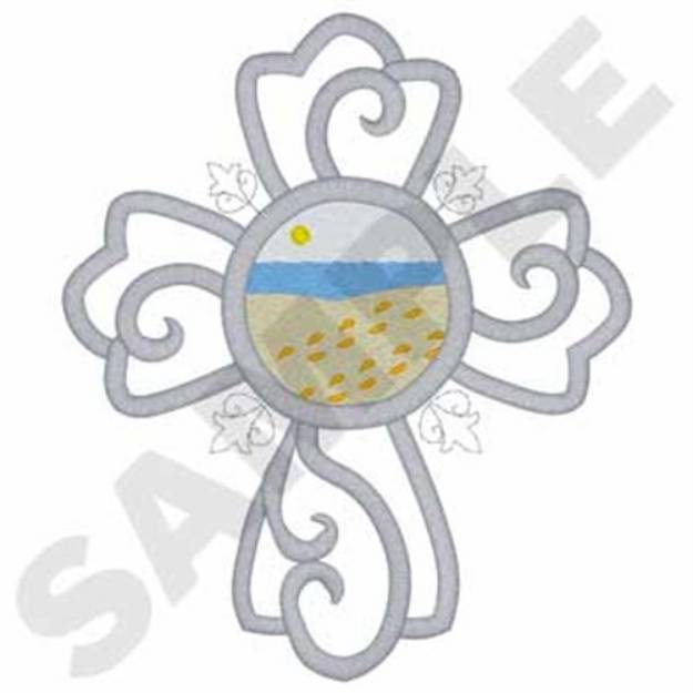 Picture of Beach Cross Machine Embroidery Design