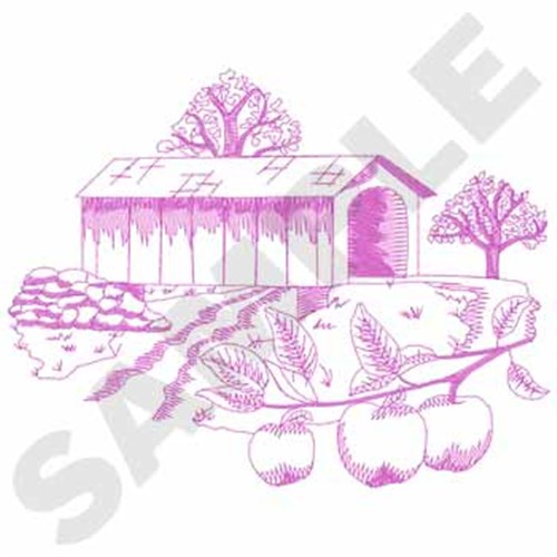 Covered Bridge Machine Embroidery Design