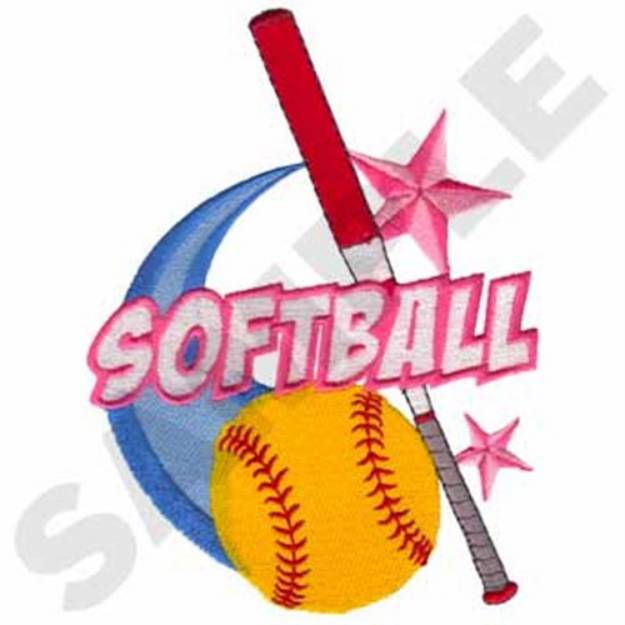 Picture of Girls Softball Machine Embroidery Design