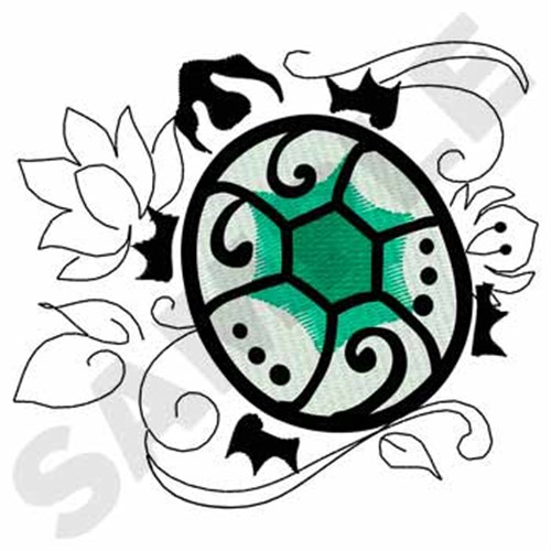 Turtle On Lilypad Machine Embroidery Design