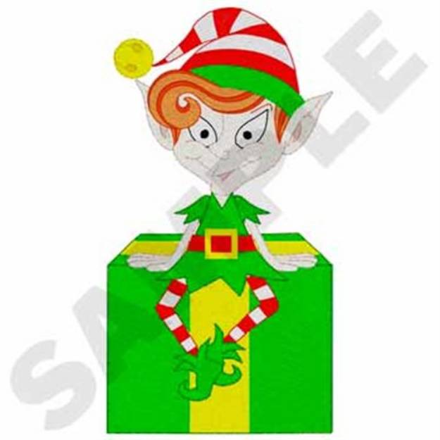 Picture of Elf On Gift Machine Embroidery Design