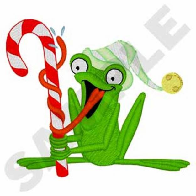 Picture of Candy Cane Frog Machine Embroidery Design