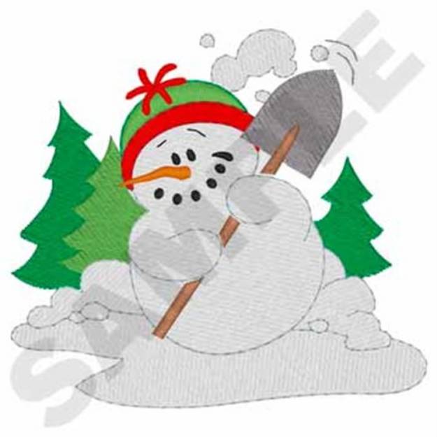 Picture of Shoveling Snowman Machine Embroidery Design