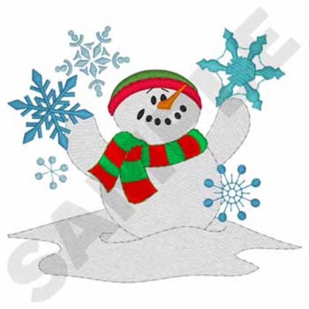 Picture of Snowman With Snowflakes Machine Embroidery Design