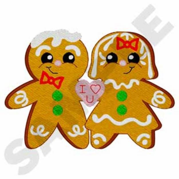 Picture of Gingerbread Man Couple Machine Embroidery Design