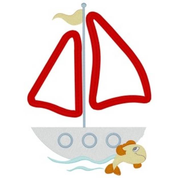 Picture of Sailboat Applique Machine Embroidery Design