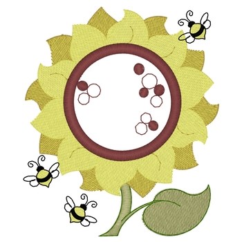 Sunflower Applique Machine Embroidery Design