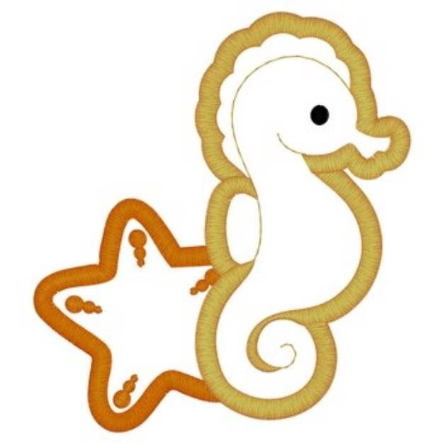 Picture of Seahorse & Starfish Applique Machine Embroidery Design