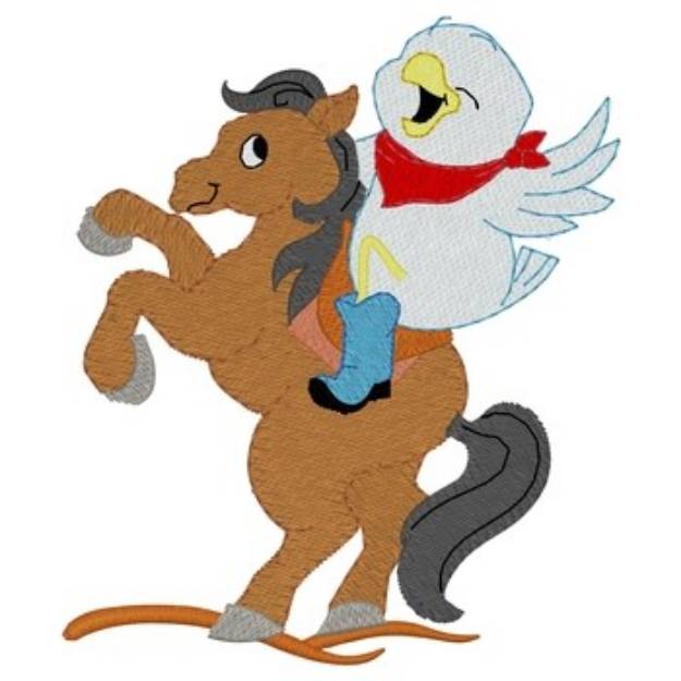 Picture of Bird Riding Horse Machine Embroidery Design