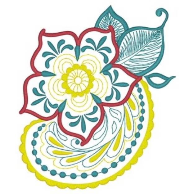 Picture of Paisley Flower Machine Embroidery Design