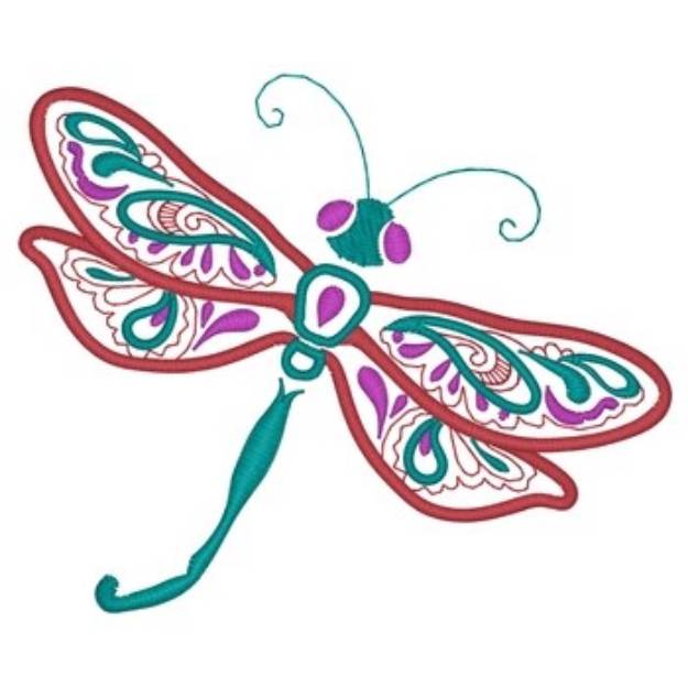 Picture of Paisley Dragonfly Machine Embroidery Design