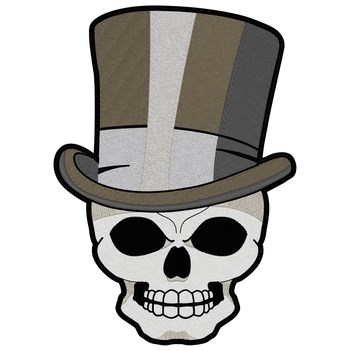 Skull With Top Hat Machine Embroidery Design