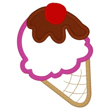 Ice Cream Cone Applique Machine Embroidery Design
