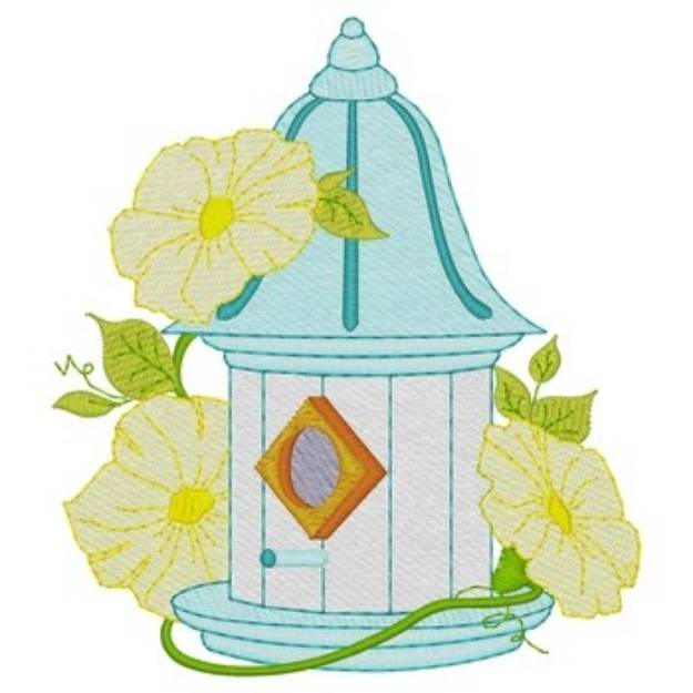 Picture of Birdhouse W / Flowers Machine Embroidery Design