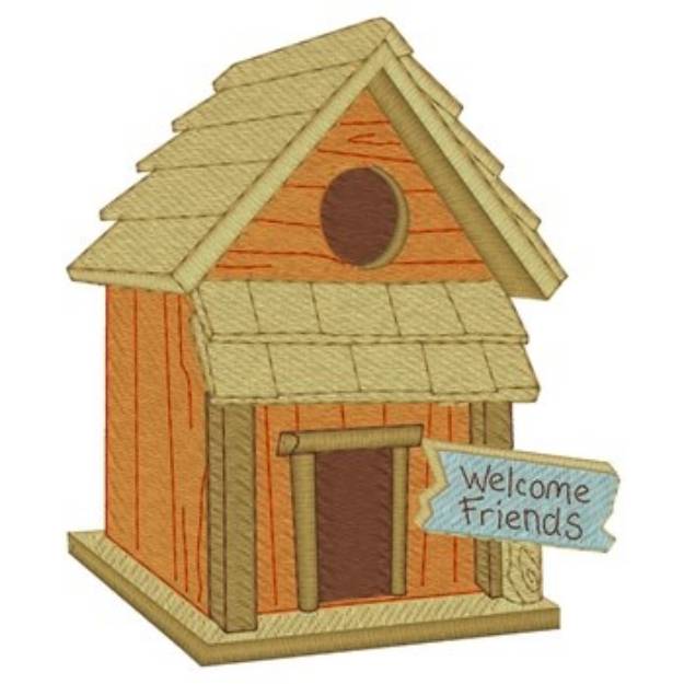 Picture of Welcome Friends Birdhouse Machine Embroidery Design