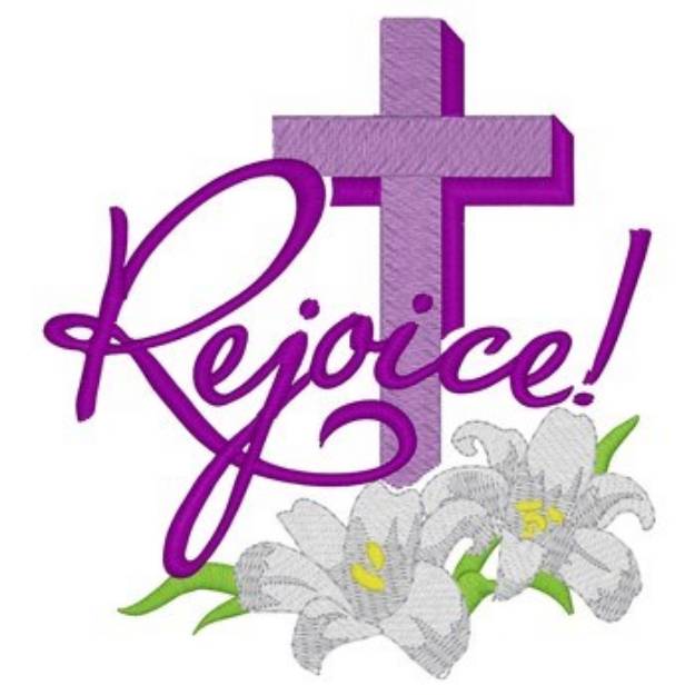 Picture of Rejoice Cross & Lilies Machine Embroidery Design