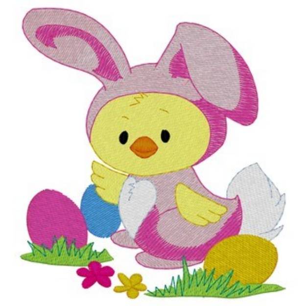 Picture of Chick In Bunny Suit Machine Embroidery Design