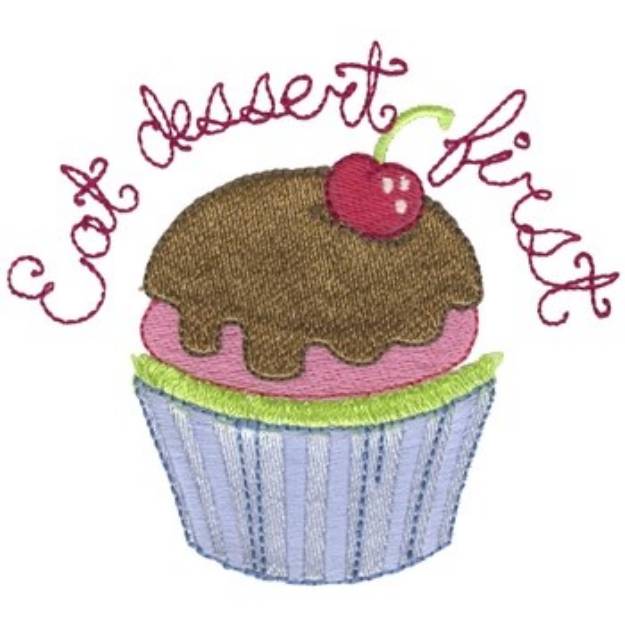 Picture of Eat Dessert First - Cupcake Machine Embroidery Design