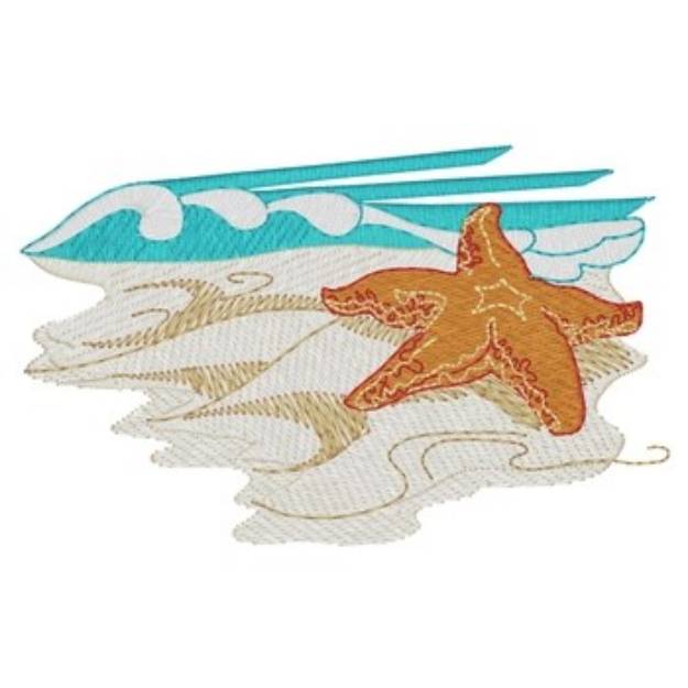 Picture of Starfish On Beach Machine Embroidery Design