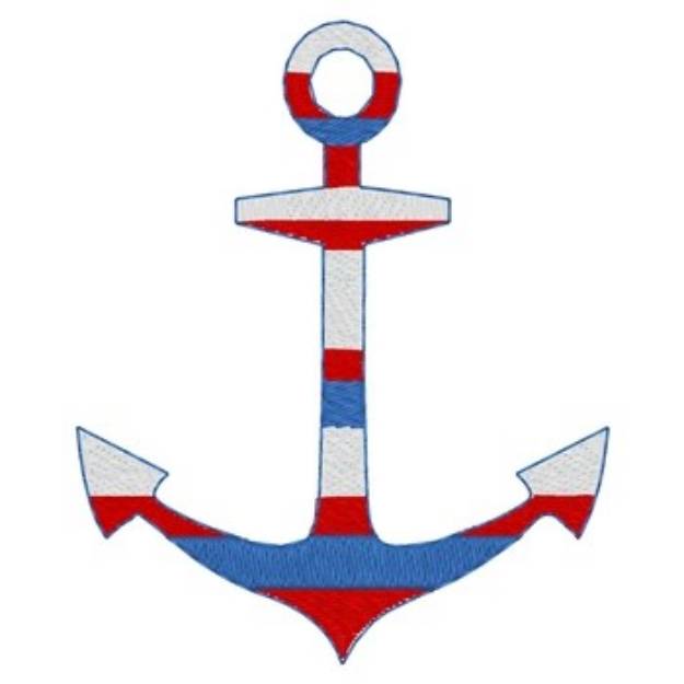 Picture of Multi-color Striped Anchor Machine Embroidery Design