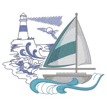 Sailboat & Lighthouse Machine Embroidery Design